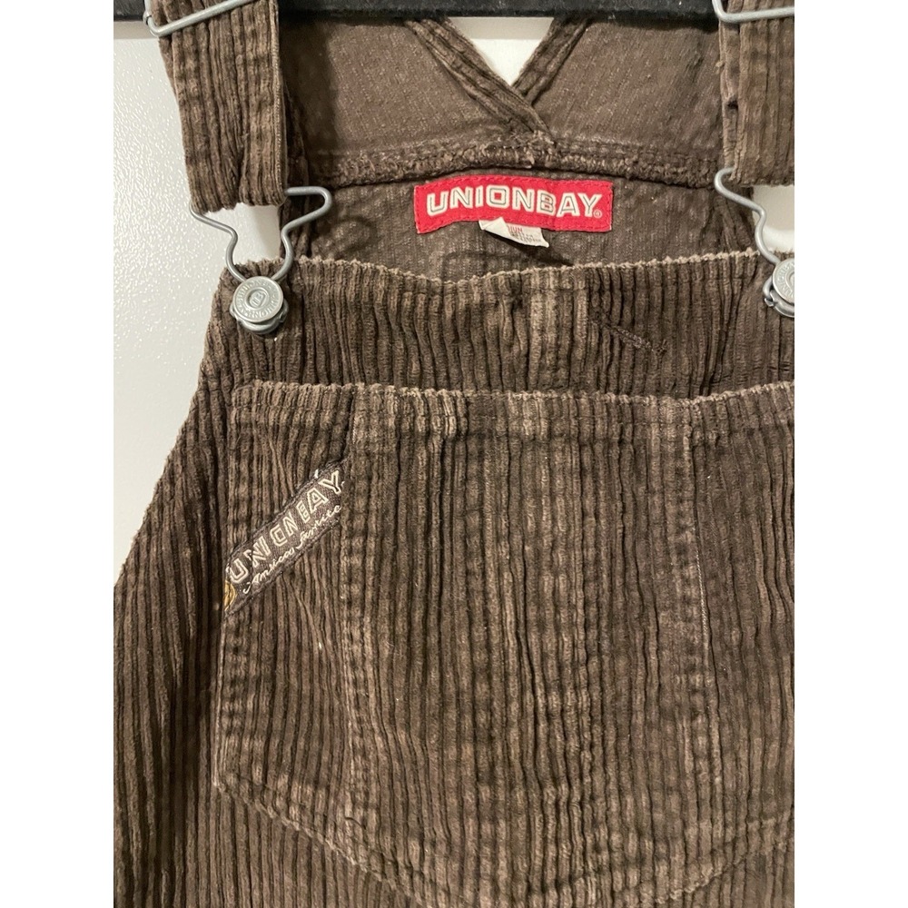 VINTAGE Unionbay Overalls Womens M Brown Carpenter Corduroy Workwear Bib 90s Y2K - Picture 2 of 8